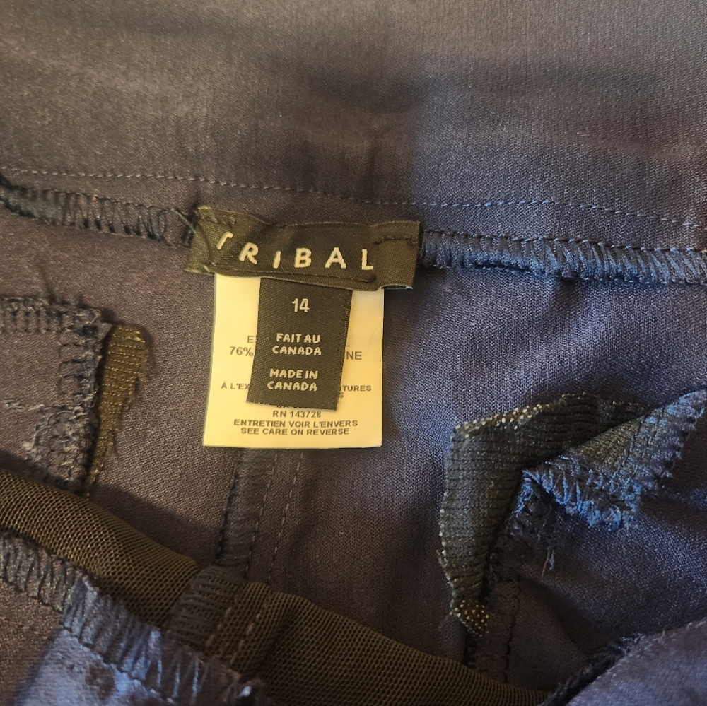 TRIBAL Fia Cuffed Cropped Trouser, Navy Blue Size 14